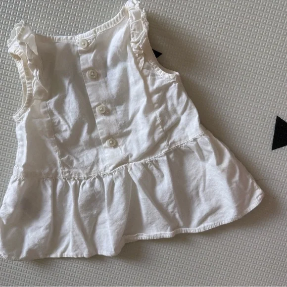 Carters|Baby girl White Floral Embroidered Top w ruffles & Pink Leggings•••9M - Picture 3 of 5